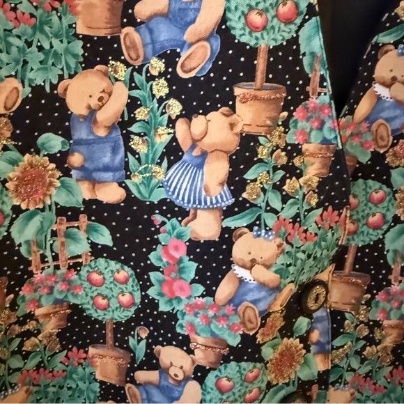 Vintage Kyote Hand-Painted Teddy Bear Print Vest - Picture 3 of 8